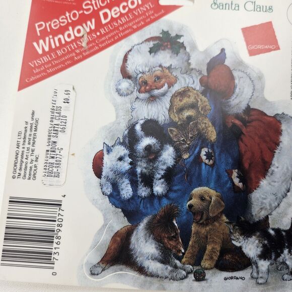 Vtg Christmas Santa Puppy Fall Thanksgiving Autumn Clings Window USA Lot Of 2 - Picture 7 of 7